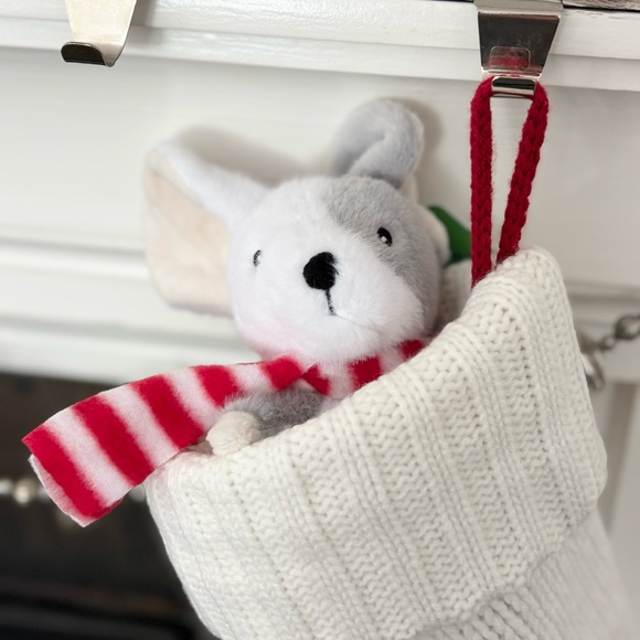 Mouse Stuffy with Red Striped Scarf 7” Gigglescape Soft Plush - Picture 2 of 8